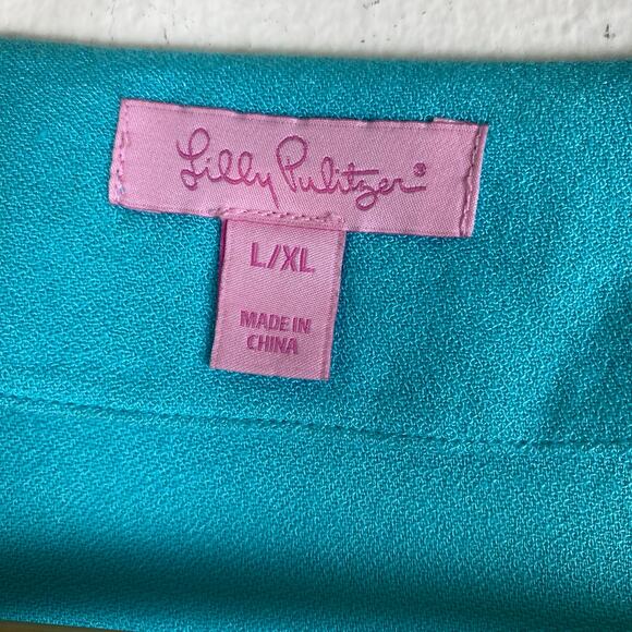 Lilly Pulitzer Chai Caftan Dress Size L XL Seaside Aqua Cover Up Beach Vacation - Picture 10 of 16